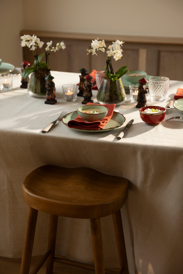 Elegant tablecloth on a dining table